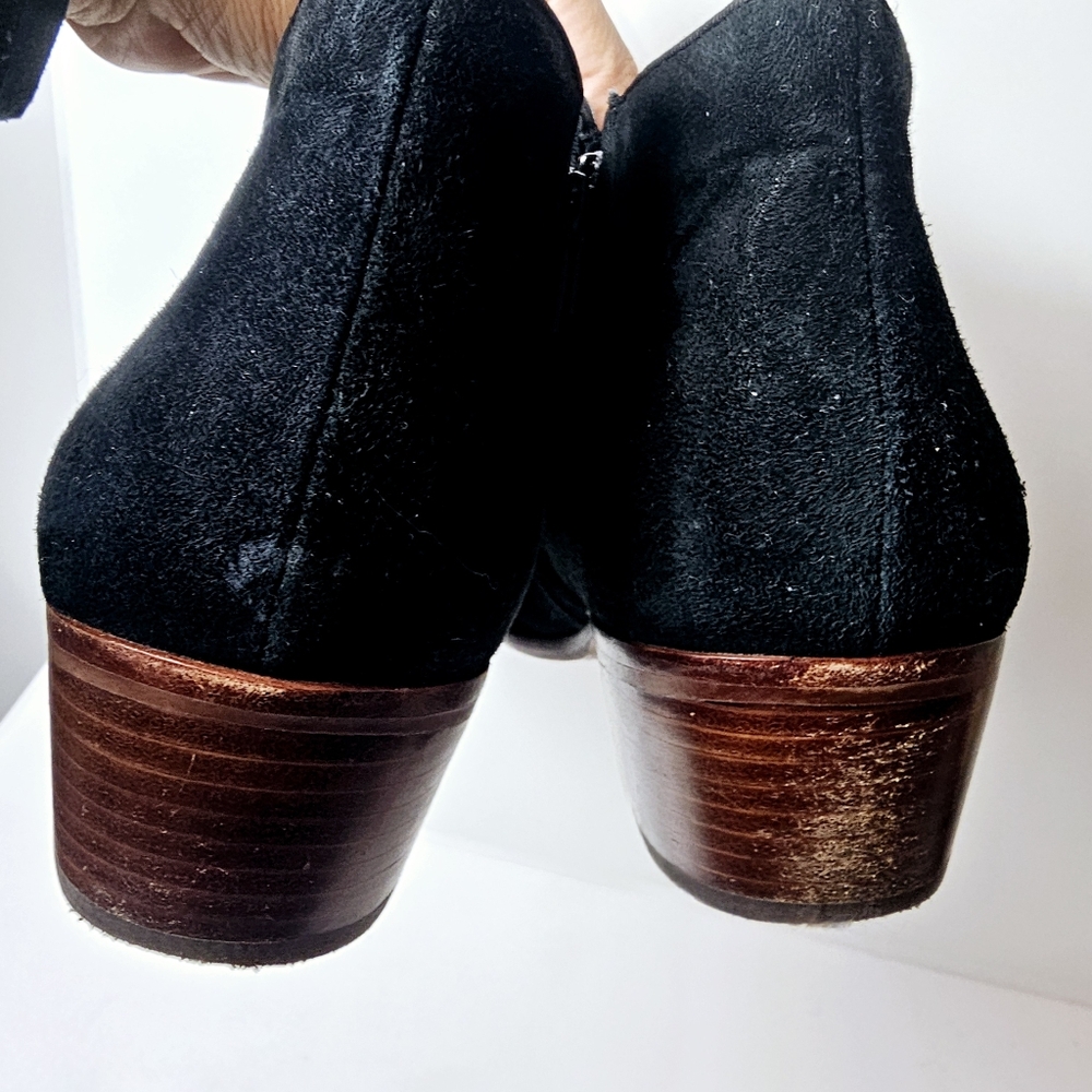 Sam Edelman Black Suede Low Heel Ankle Boot Size 12 - Picture 4 of 7